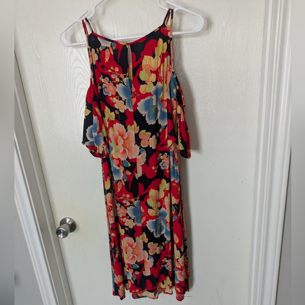 LOFT Red Floral Dress Size M
